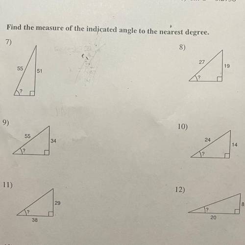 Please help me find the measure of the indicated angle to the nearest degree