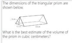 What is the best estimate of the volume of the prism in cubic centemeters ?​
