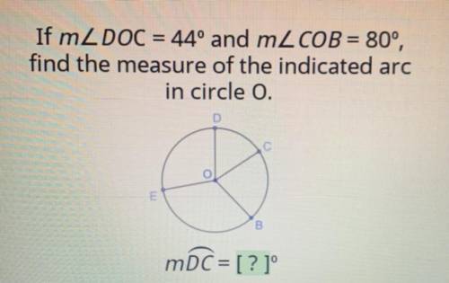 Find the measure of the indicated arc in circle O. Use pic for more