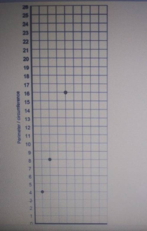 The points on this graph show the perimeters of squares of different sizes for example a square wit