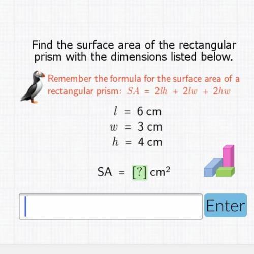Help&EXPLAIN

Find the surface area of the rectangular prism with the dimensions listed below.
