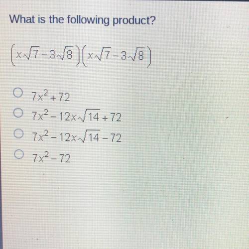 What is the following product?
(x√7-3√8)(x√7-3√8)
