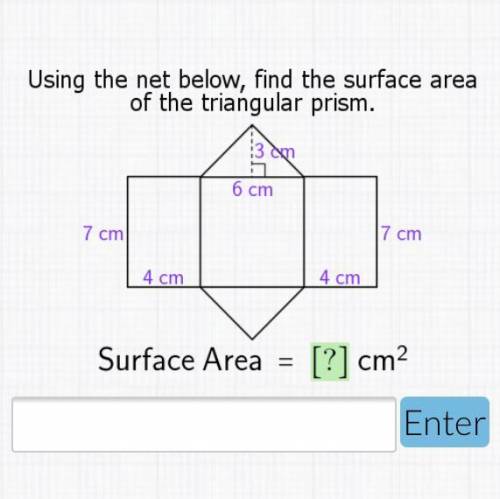 Using the net below, find the surface area of the triangular prism .
Explain