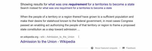 What was one requirment for a territories to become a state