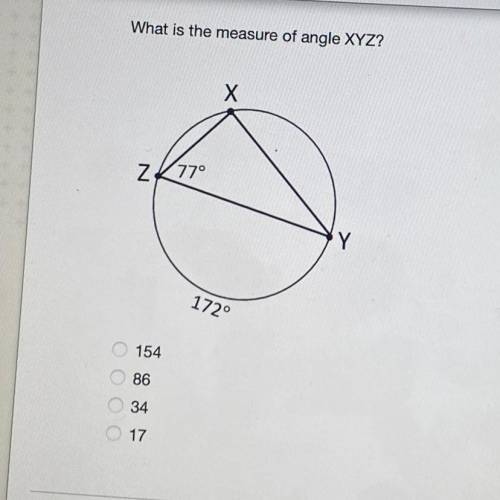 What is the measurement of angle XYZ?