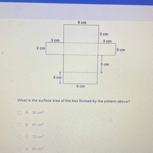 What is the surface area of the box formed by the pattern above?