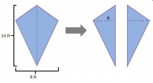 A kite was broken into two triangles.

A kite is broken into 2 triangles. The triangles each have