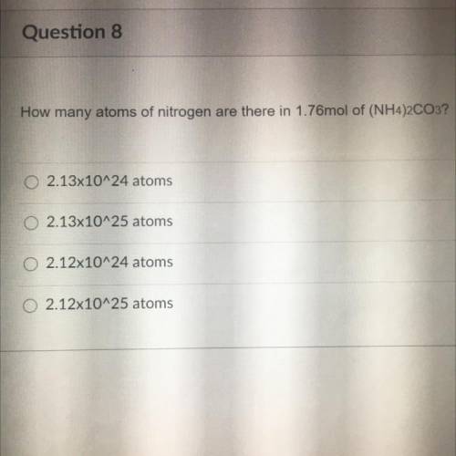 How many atoms of nitrogen are there in 1.76mol of (NH4)2CO3?