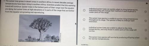 Which of these best explains what is happening to the quiver tree population in
southern Africa?