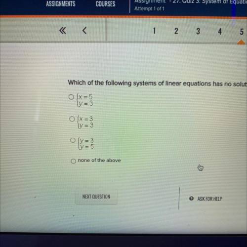 Which of the following systems of linear equations has no solution?