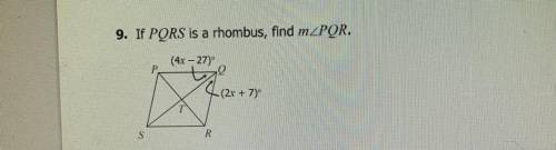 If PQRS is a rhombus, find PQR