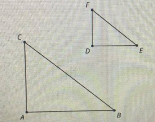 Triangle ABC is similar to triangle DEF. Write as many equations as you can to describe the relatio