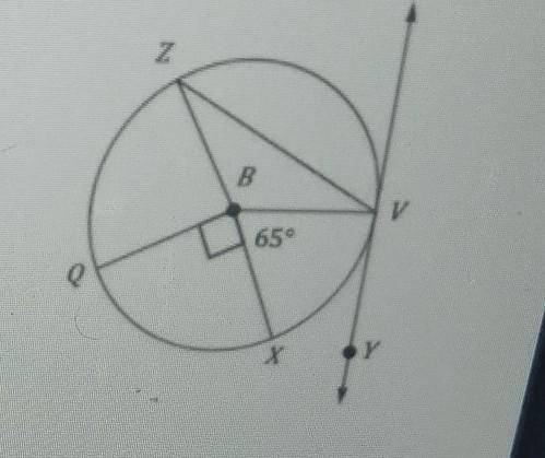 Find each of the following angles and arcs formed in circle B, with diameter XZ​