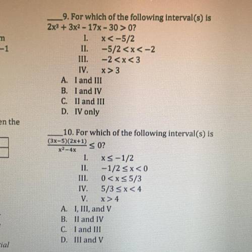 MATH FINAL i’m taking it rn so pls answer ASAP for both questions (#9&10)
