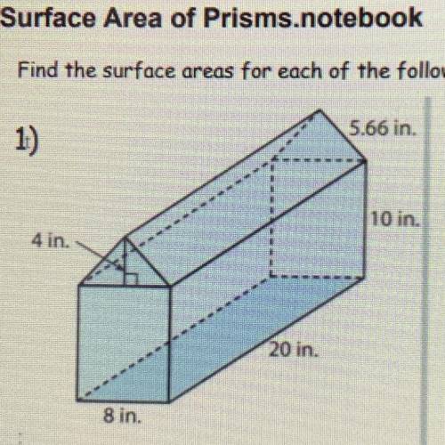 SHOW WORK
Find the surface areas for each of the following composite figures.