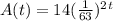 A(t)=14(\frac{1}{63} )^2^t