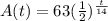 A(t)=63(\frac{1}{2} )^\frac{t}{14}