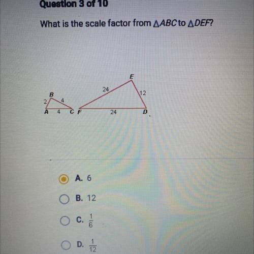 Is the correct answer a) 6 or c) 1/6?