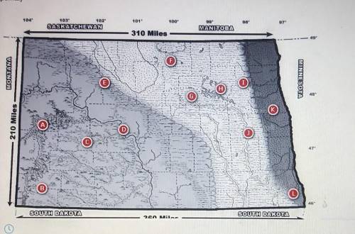 TOPIC 1 - THE THREE REGIONS OF NORTH DAKOTA: Using the outline map of North Dakota below, match the