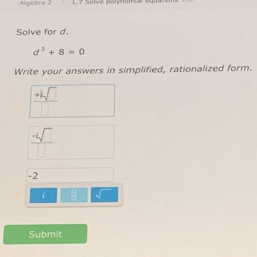 D^3+8=0

I need help with this I need to answer it like the picture shown. If you know how to answ
