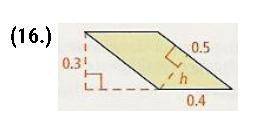 Find the value of “h” in the parallelogram shown below.