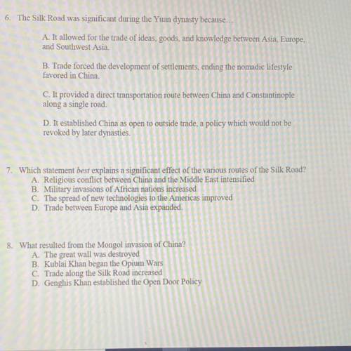 I need help with all of these questions