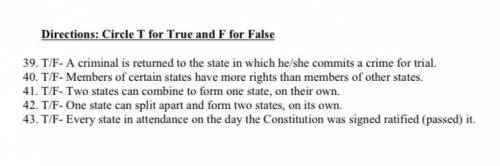 Please help me out on these true or false questions!! the questions are based on the constitution.