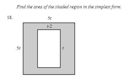 Find the area of the shaded region in the simplest form