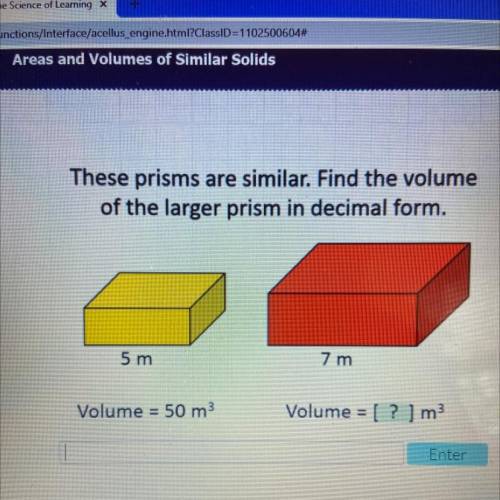 These prisms are similar. Find the volume of the larger prism in decimal form￼