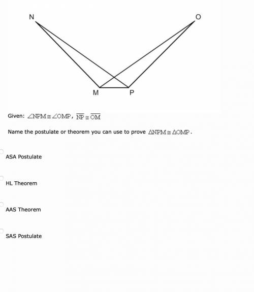 PLEASE HELP!!! Name the postulate or theorem that you can use to prove.....