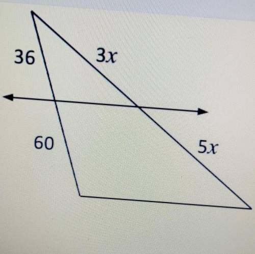 Determine whether the line is parallel to one side of the triangle by checking whether the sides ar