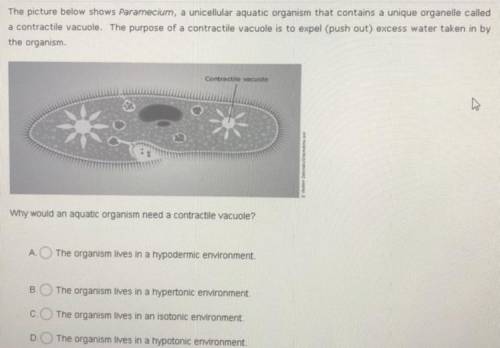 Why would an aquatic organism need a contractile vacuole?