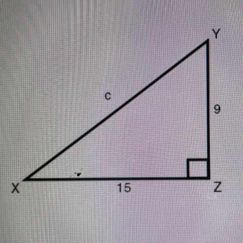 Given the following triangle, find c.