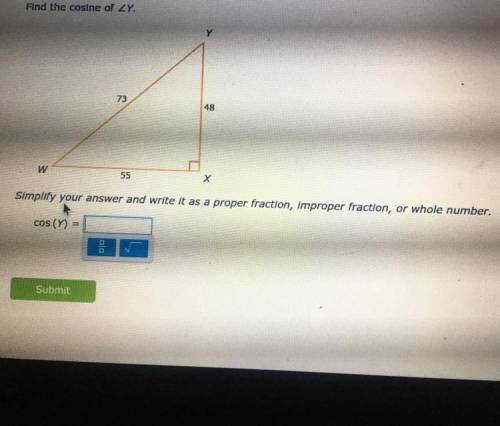 Find the cosine of Y 
PLS HELP