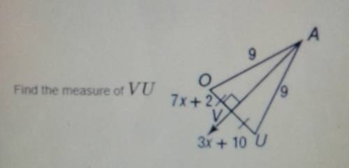 Find the measure of VU​