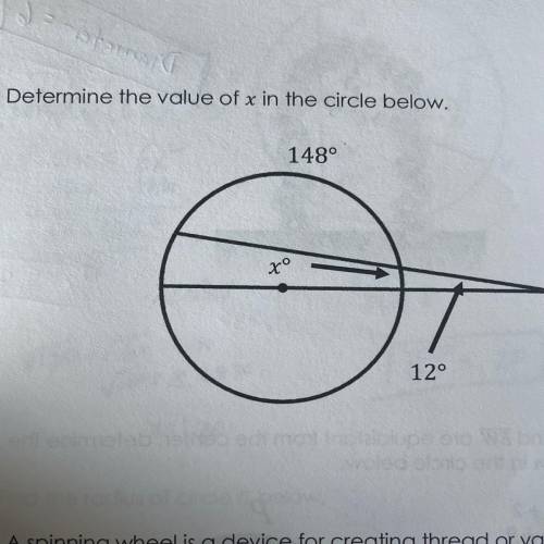 Determine the value of x in the circle below