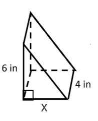Please help will give brainliest The volume of the figure below is 120 cubic inches. Solve for x. S