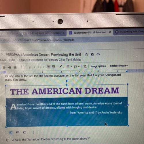 1) What is the American Dream according to the quote above?