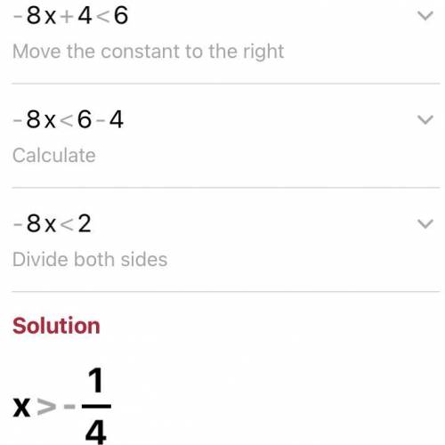 Solve the following inequality. (Show steps to please)
-5x + 4 -3x < 6