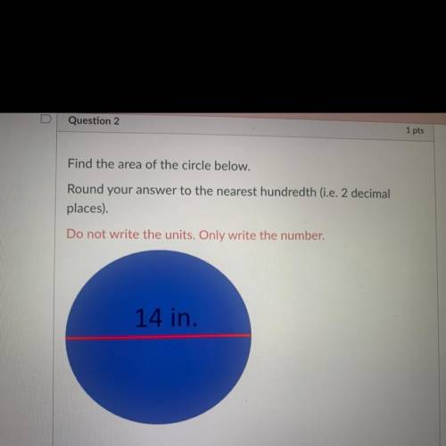 Find the AREA of the circle below