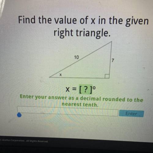Help me out, please!! Find the value of x in the given right triangle