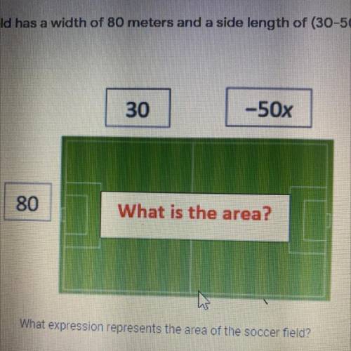 What's the area of the soccer field?

the answer options are:
a) 240+400x
b) 2400+ -4000x
c) -240+