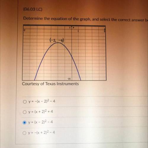 NEED HELP ASAP 30 POINTS

Determine the equation of the graph, and select the correct answer below