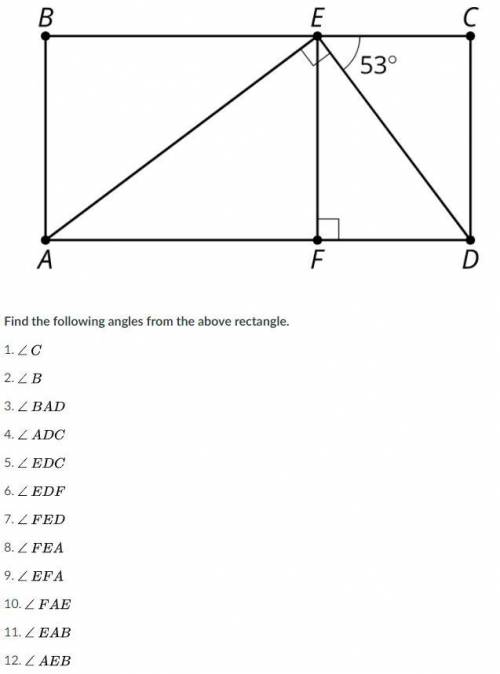 Find the following angles from the above rectangle. ( answer only 5-12) please :)