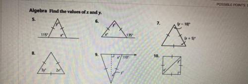 Find the values of x and y pleaseee need help ASAP