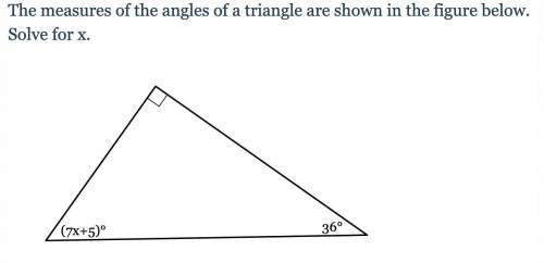 Help!! the measure of the angles of a triangle are shown in the figure below. Solve for x.