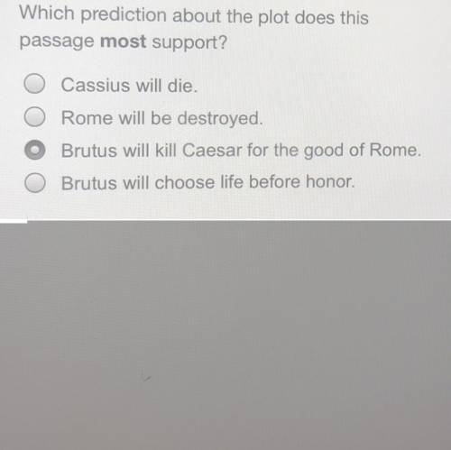 Which prediction about the plot does this

passage most support?
Cassius will die.
Rome will be de