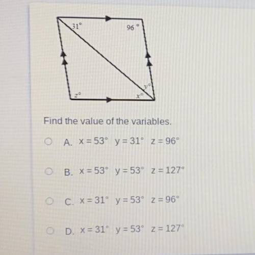Find the value of the variables.