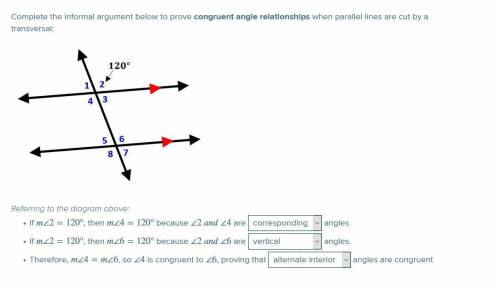 [Help asap, I will mark brainliest] Complete the informal argument below to prove congruent angle r