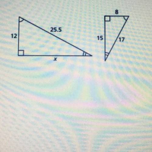 The given triangles are similar. Solve for x.